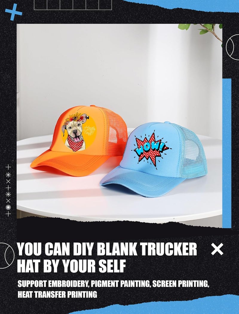 Tarpop 10 Pcs Sublimation Blank Trucker Hats Bulk Mesh Baseball Cap Polyester Mesh Trucker Hat for Men and Women - Image 4